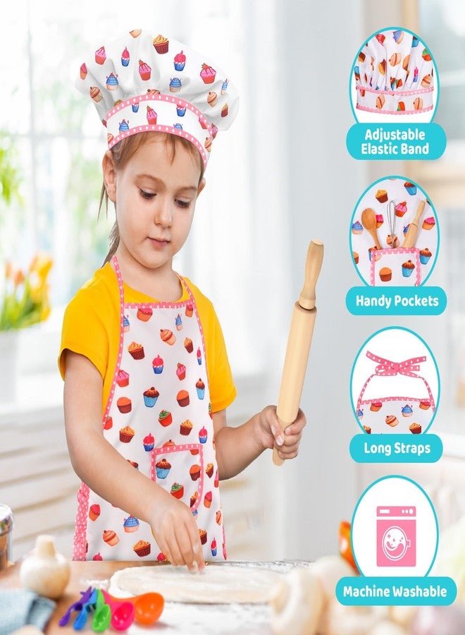 Toyze هدايا عيد ميلاد من تويز للفتيات من عمر 3 إلى 8 سنوات، مريلة لطيفة للفتيات، طقم طبخ للأطفال، ألعاب للأطفال الصغار، قبعة ومريلة طاهٍ للأطفال، هدايا صغيرة لعيد الفصح وعيد الميلاد، لون أبيض مع كتاب طبخ - Image 4